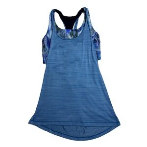 Lululemon Twist and Toil Tank Top Built-in Bra Blue Women 6 Activewear Gym‎